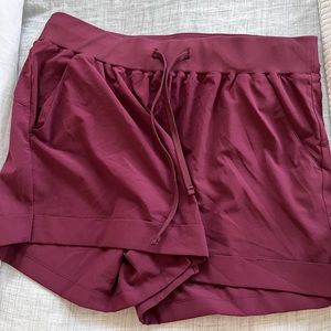 Burgundy cuffed shorts. Zella